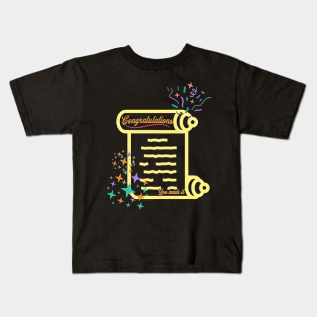 Congratulations, You Made It, Fireworks, Stars Kids T-Shirt by KoumlisArt